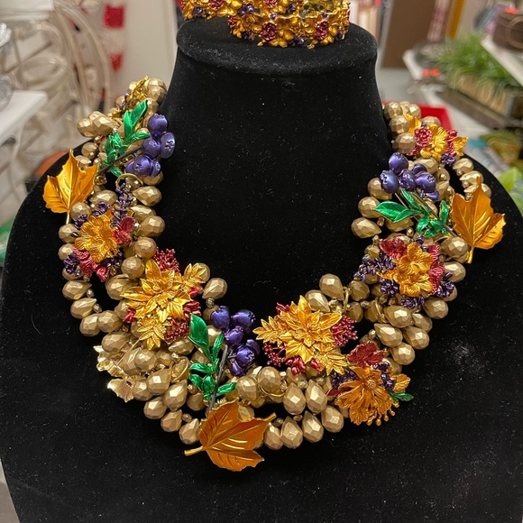 Sassy Jones Vibrant Gold Necklace with Purple and Orange Highlights - Picture 2 of 2